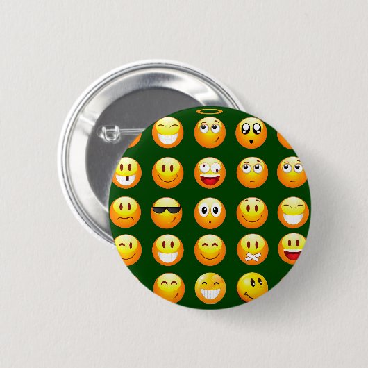 donkergroene emoji ronde button 5,7 cm (Voorkant /achterkant)