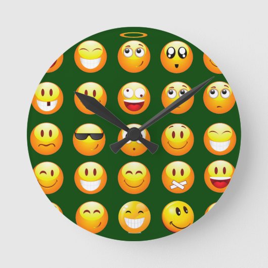 donkergroene emoji ronde klok (Voorkant)