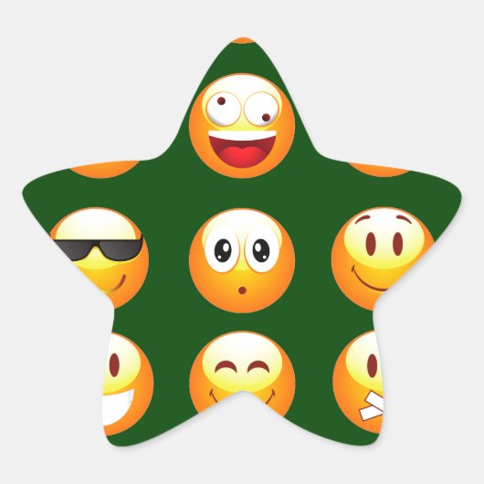donkergroene emoji ster sticker (Voorkant)