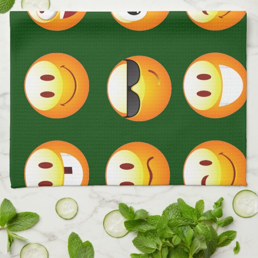 donkergroene emoji theedoek (Gevouwen)