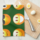 donkergroene emoji theedoek (Quarter Fold)