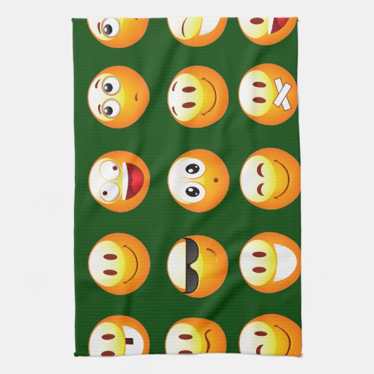 donkergroene emoji theedoek (Verticaal)