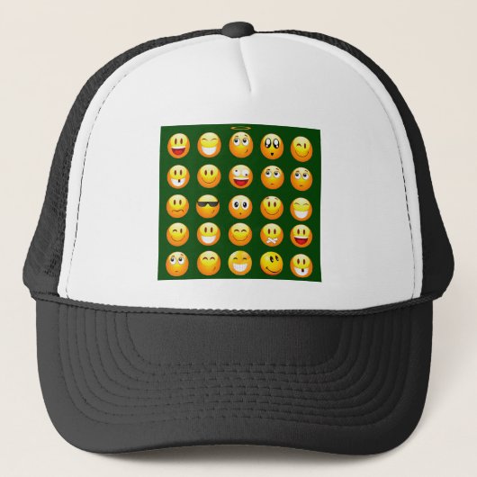 donkergroene emoji trucker pet (Voorkant)