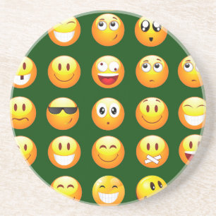 donkergroene emoji zandsteen onderzetter