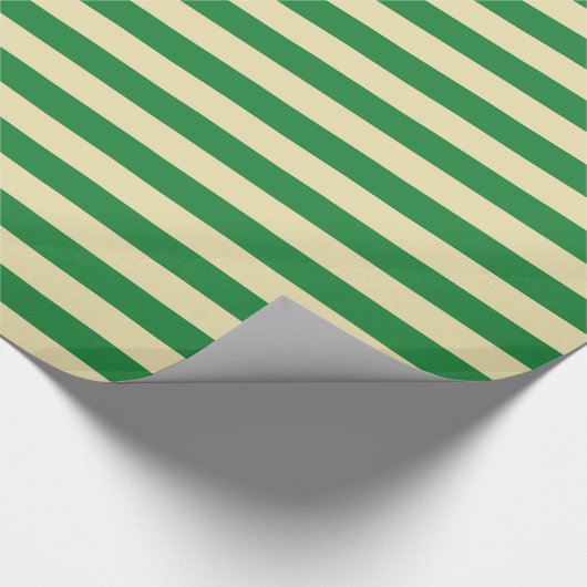 Donkergroene en beige strepen cadeaupapier (Hoek)