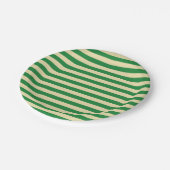 Donkergroene en beige strepen papieren bordje (Gekanteld)