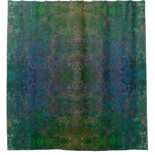 Donkergroene en blauwe alcoholinkt Abstract Douchegordijn