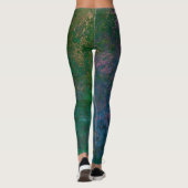 Donkergroene en blauwe alcoholinkt Abstract Leggings (Achterkant)