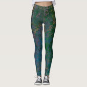 Donkergroene en blauwe alcoholinkt Abstract Leggings (Voorkant)