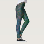 Donkergroene en blauwe alcoholinkt Abstract Leggings (Rechts)