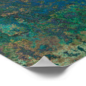 Donkergroene en blauwe alcoholinkt Abstract Poster (Hoek)