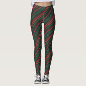 Donkergroene en donkerrode strepen leggings (Voorkant)