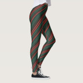 Donkergroene en donkerrode strepen leggings (Rechts)