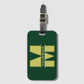 Donkergroene en gele monogram naam Modern Masculin Bagagelabel (Voorkant (verticaal))