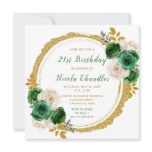 Donkergroene en gouden elegante bloemen verjaardag