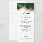 Donkergroene en gouden Huwelijk Menu (Voorkant / Achterkant)