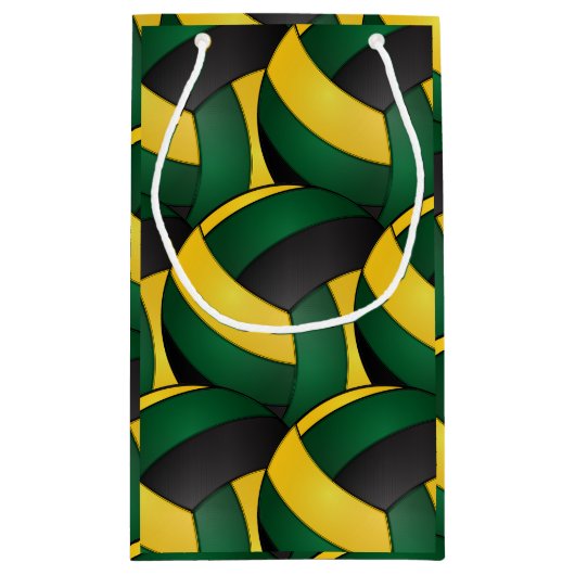 Donkergroene en goudvolleyballen klein cadeauzakje (Achterkant)