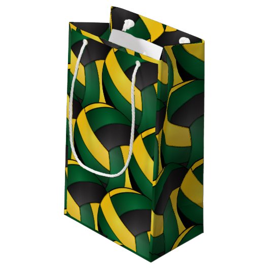 Donkergroene en goudvolleyballen klein cadeauzakje (Achterkant Gekanteld)