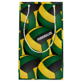 Donkergroene en goudvolleyballen klein cadeauzakje (Voorkant)