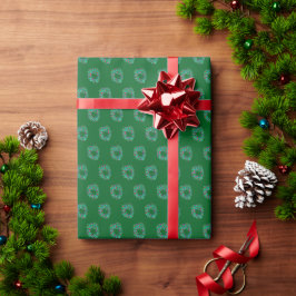 Donkergroene en kleurrijke kerstkransen cadeaupapier