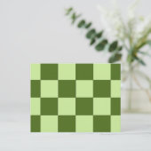 Donkergroene en lichtgroene cheques briefkaart (Staand voorkant)