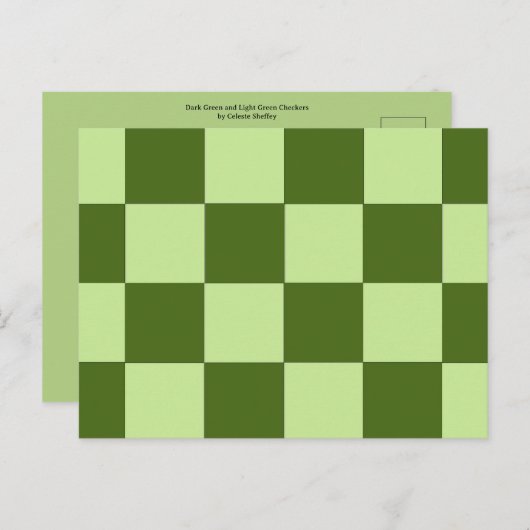 Donkergroene en lichtgroene cheques briefkaart (Voorkant / Achterkant)