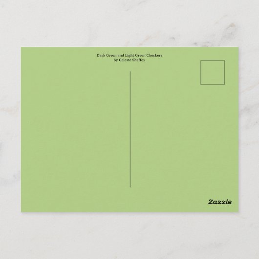 Donkergroene en lichtgroene cheques briefkaart (Achterkant)