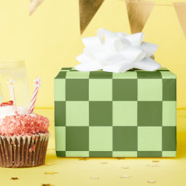 Donkergroene en lichtgroene cheques cadeaupapier