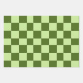 Donkergroene en lichtgroene cheques inpakpapier vel (Voorkant)