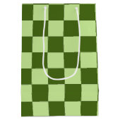 Donkergroene en lichtgroene cheques medium cadeauzakje (Achterkant)