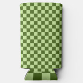 Donkergroene en lichtgroene cheques seltzer blikjeskoeler (Achterkant)