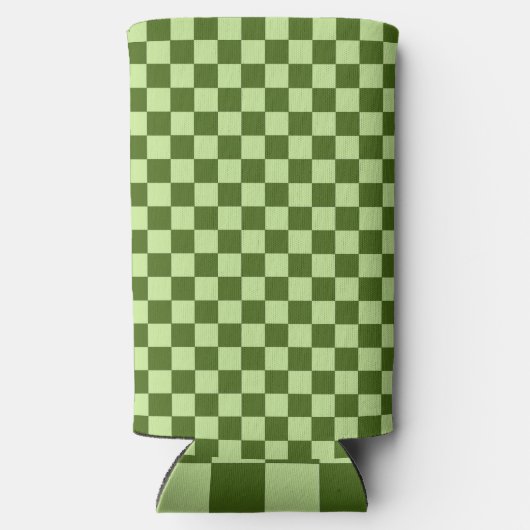 Donkergroene en lichtgroene cheques seltzer blikjeskoeler (Achterkant)