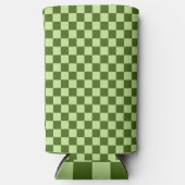 Donkergroene en lichtgroene cheques seltzer blikjeskoeler (Voorkant)
