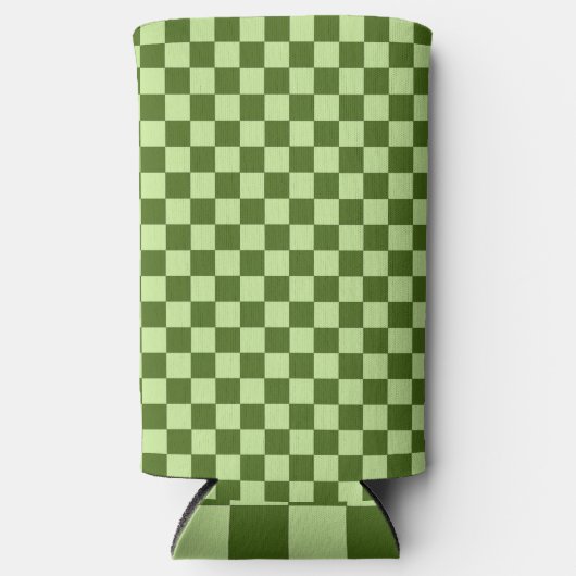 Donkergroene en lichtgroene cheques seltzer blikjeskoeler (Voorkant)