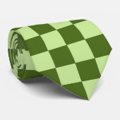 Donkergroene en lichtgroene cheques stropdas (Opgerold)