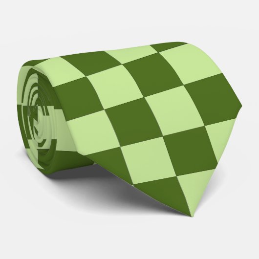 Donkergroene en lichtgroene cheques stropdas (Opgerold)