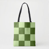 Donkergroene en lichtgroene cheques tote bag (Voorkant)