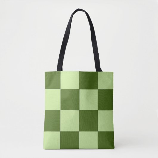 Donkergroene en lichtgroene cheques tote bag (Voorkant)