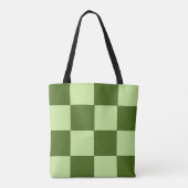 Donkergroene en lichtgroene cheques tote bag (Achterkant)