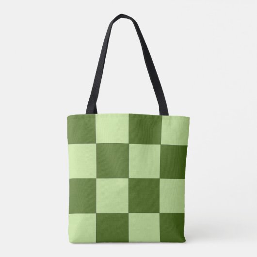 Donkergroene en lichtgroene cheques tote bag (Achterkant)
