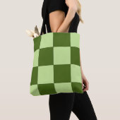 Donkergroene en lichtgroene cheques tote bag (Dichtbij)