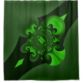 Donkergroene en Limoen wervelgolf Douchegordijn (Voorkant)
