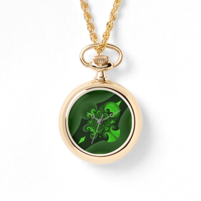 Donkergroene en Limoen wervelgolf Horloge (Voorkant)