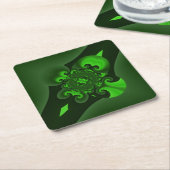 Donkergroene en Limoen wervelgolf Kartonnen Onderzetters (Schuin)