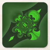 Donkergroene en Limoen wervelgolf Kartonnen Onderzetters (Voorkant)