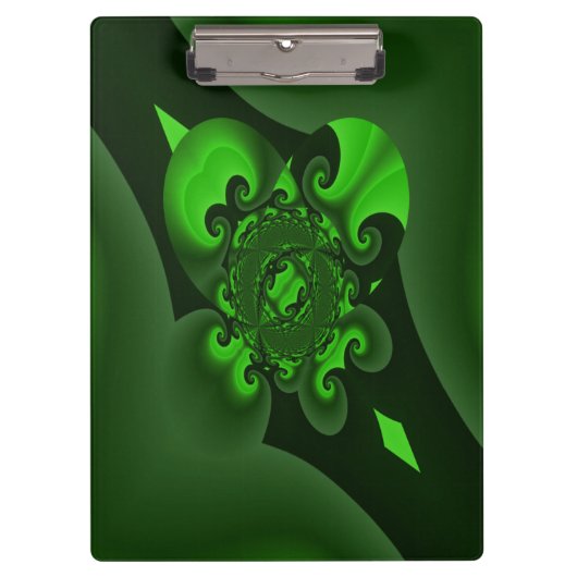 Donkergroene en Limoen wervelgolf Klembord (Voorkant)