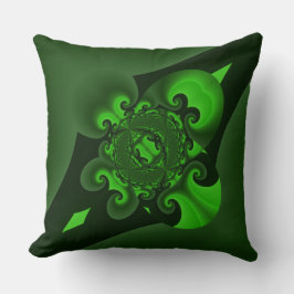 Donkergroene en Limoen wervelgolf Kussen