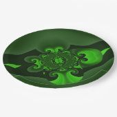 Donkergroene en Limoen wervelgolf Papieren Bordje (Gekanteld)