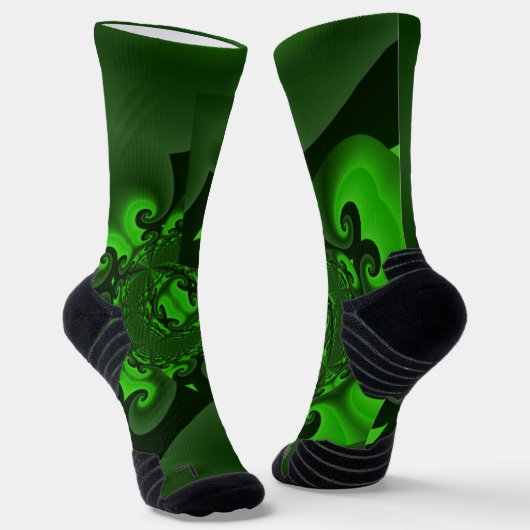 Donkergroene en Limoen wervelgolf Sokken (Gebogen)