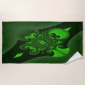 Donkergroene en Limoen wervelgolf Strandlaken (Voorkant)